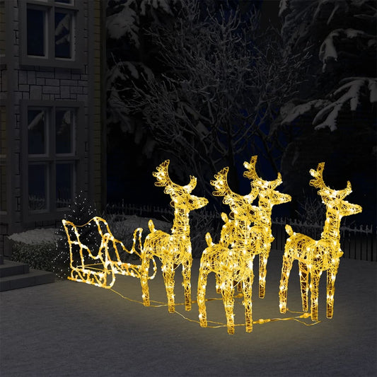 Berkfield Reindeers & Sleigh Christmas Decoration 280x28x55 cm Acrylic