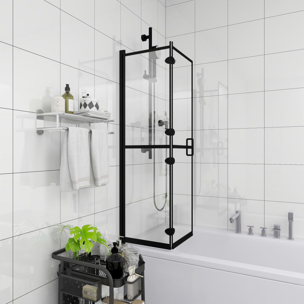 Berkfield Folding Shower Enclosure ESG 80x140 cm Black