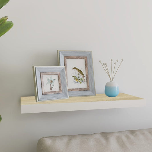 Berkfield Floating Wall Shelf Oak and White 60x23.5x3.8 cm MDF