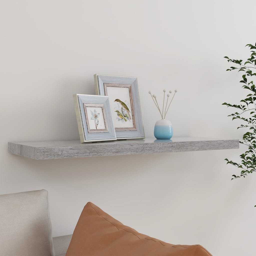 Berkfield Floating Wall Shelf Concrete Grey 80x23.5x3.8 cm MDF
