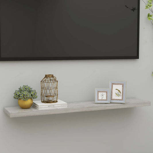 Berkfield Floating Wall Shelf Concrete Grey 120x23.5x3.8 cm MDF