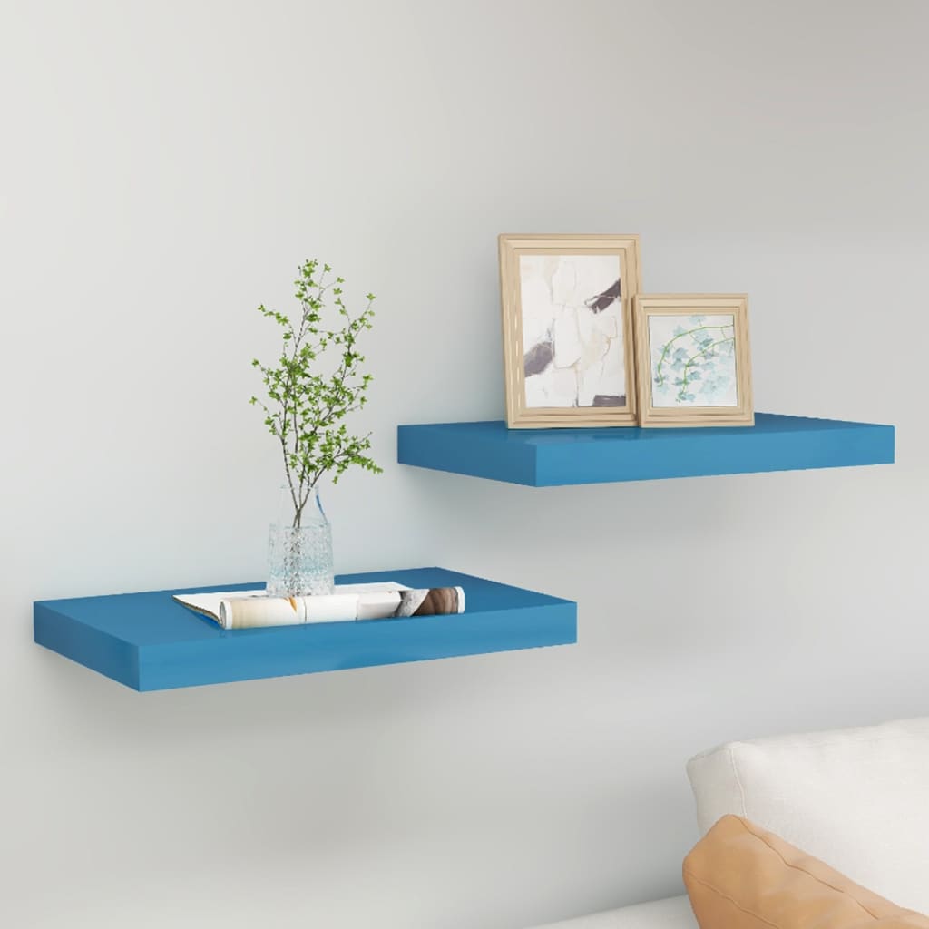 Berkfield Floating Wall Shelves 2 pcs Blue 50x23x3.8 cm MDF