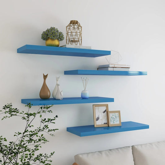 Berkfield Floating Wall Shelves 4 pcs Blue 80x23.5x3.8 cm MDF