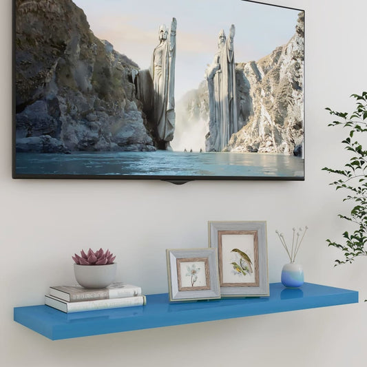 Berkfield Floating Wall Shelf Blue 90x23.5x3.8 cm MDF