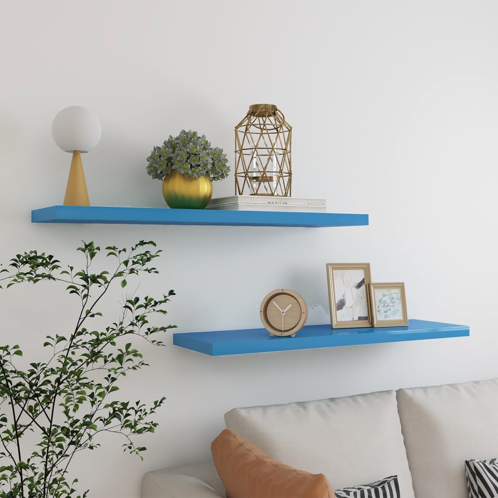 Berkfield Floating Wall Shelves 2 pcs Blue 90x23.5x3.8 cm MDF