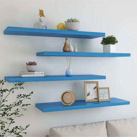 Berkfield Floating Wall Shelves 4 pcs Blue 90x23.5x3.8 cm MDF