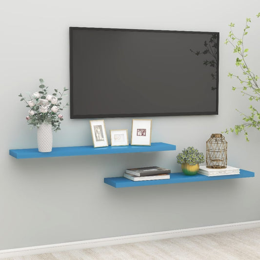Berkfield Floating Wall Shelves 2 pcs Blue 120x23.5x3.8 cm MDF