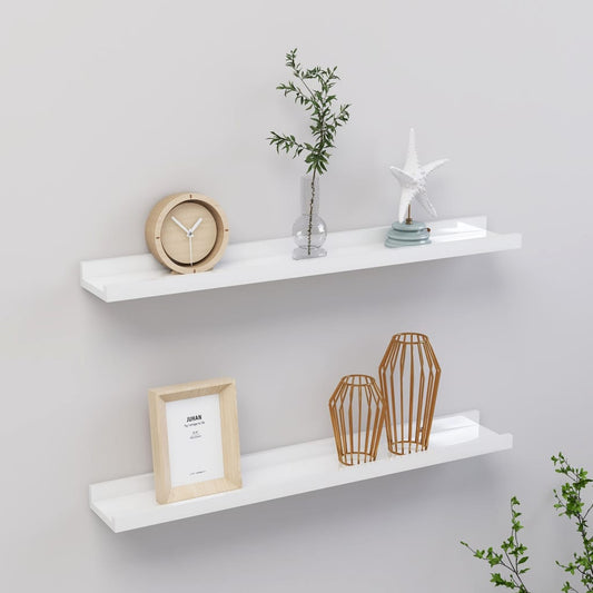 Berkfield Wall Shelves 2 pcs High Gloss White 60x9x3 cm