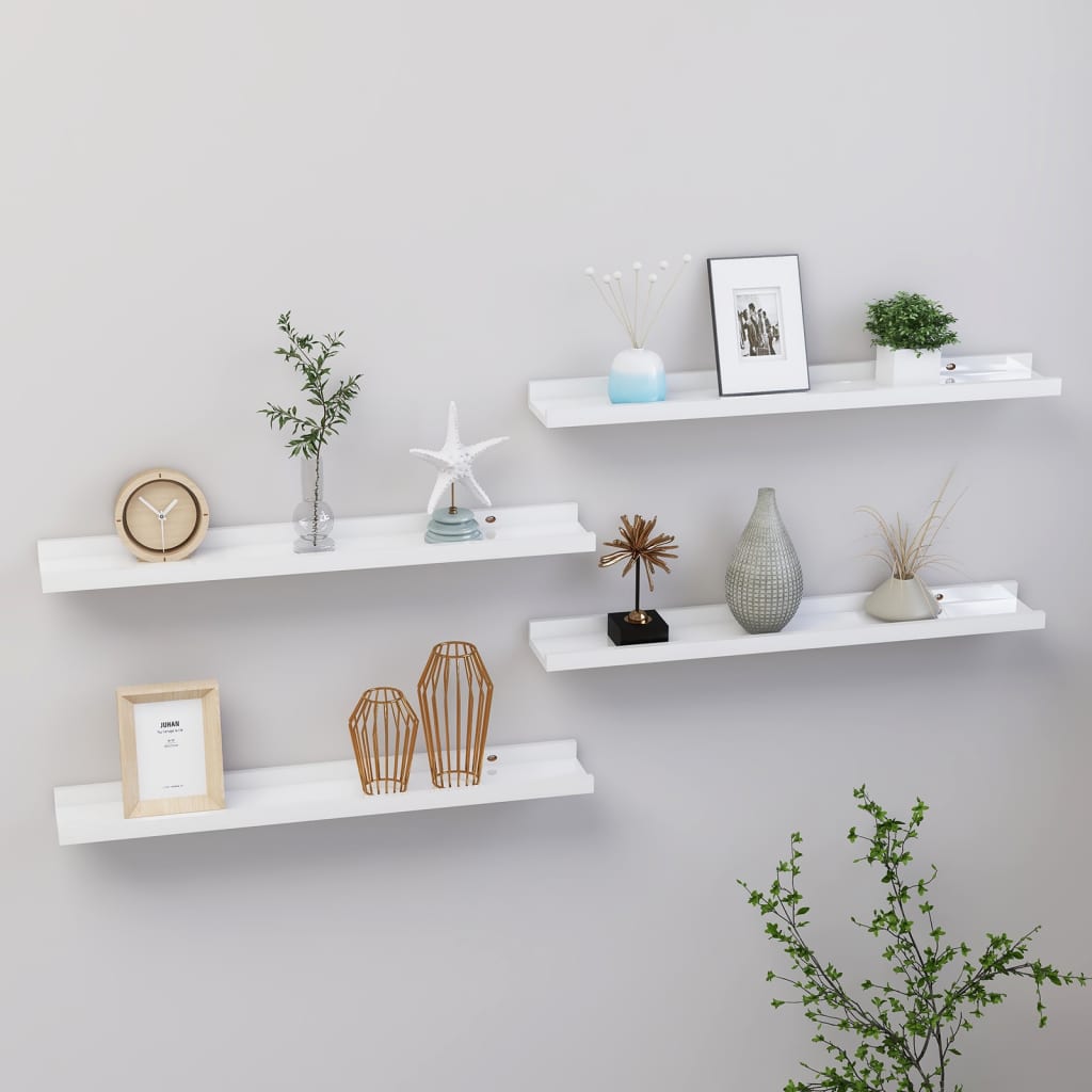 Berkfield Wall Shelves 4 pcs High Gloss White 60x9x3 cm