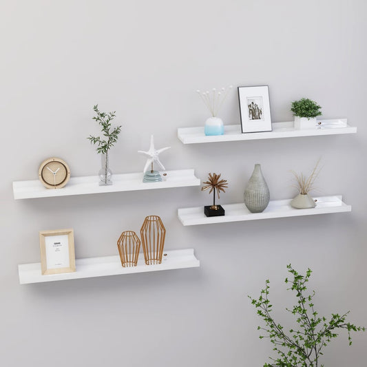 Berkfield Wall Shelves 4 pcs High Gloss White 60x9x3 cm