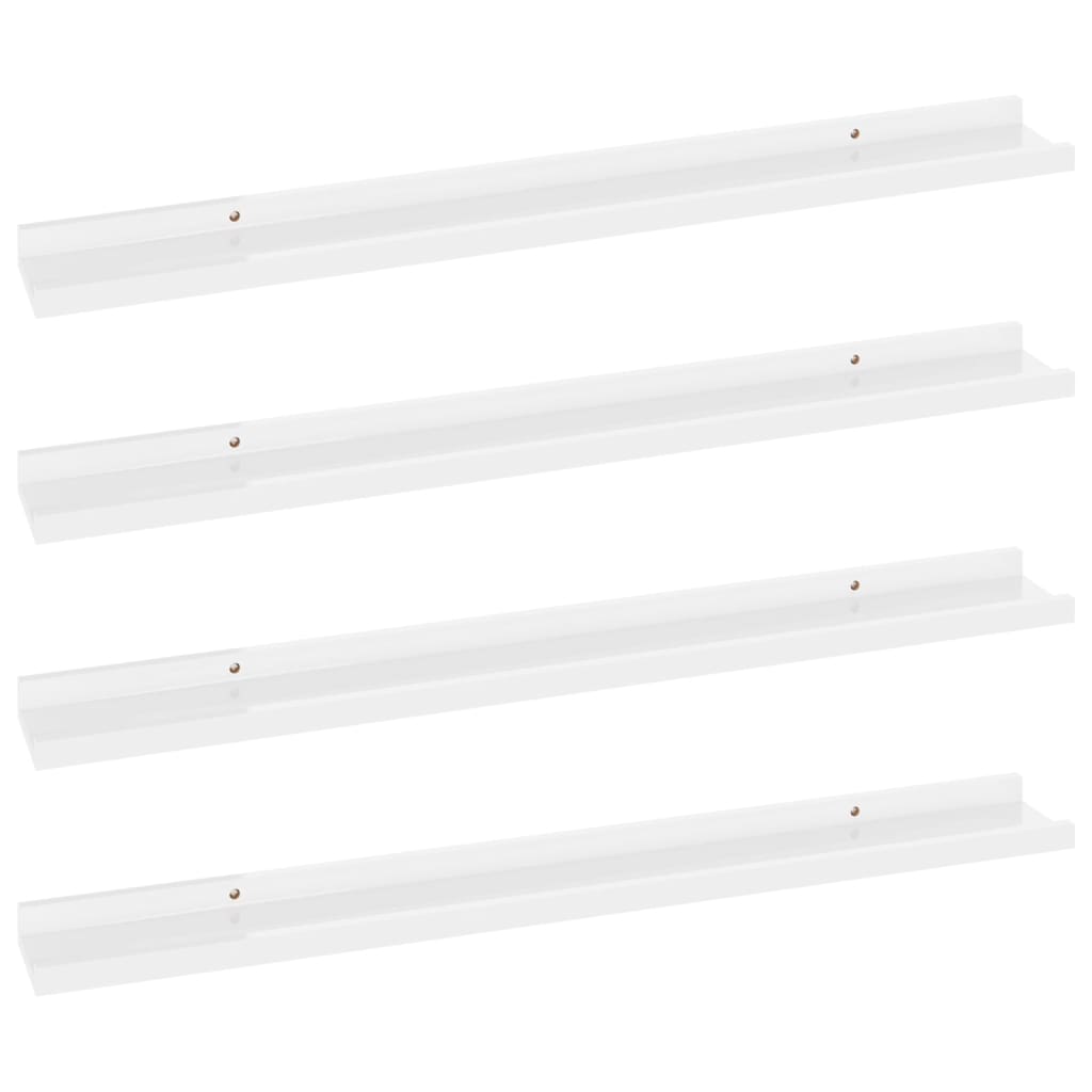 Berkfield Wall Shelves 4 pcs High Gloss White 80x9x3 cm