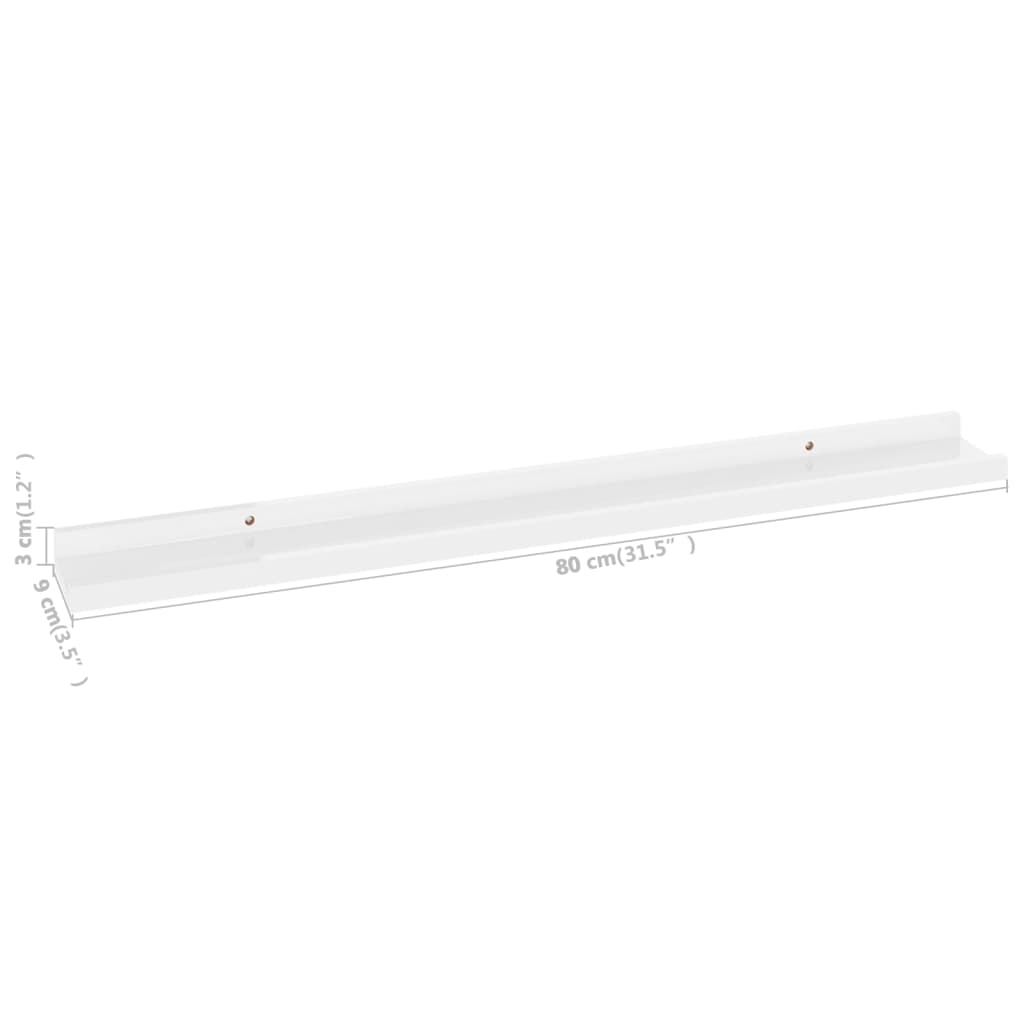 Berkfield Wall Shelves 4 pcs High Gloss White 80x9x3 cm