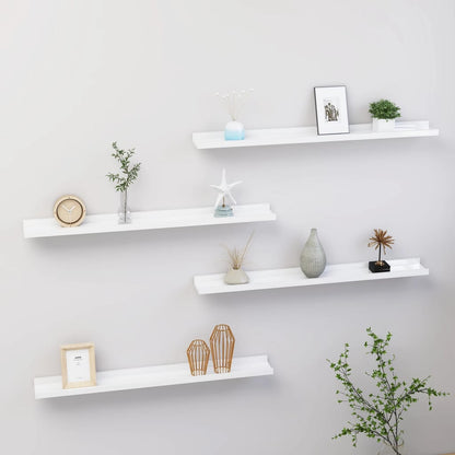 Berkfield Wall Shelves 4 pcs High Gloss White 80x9x3 cm