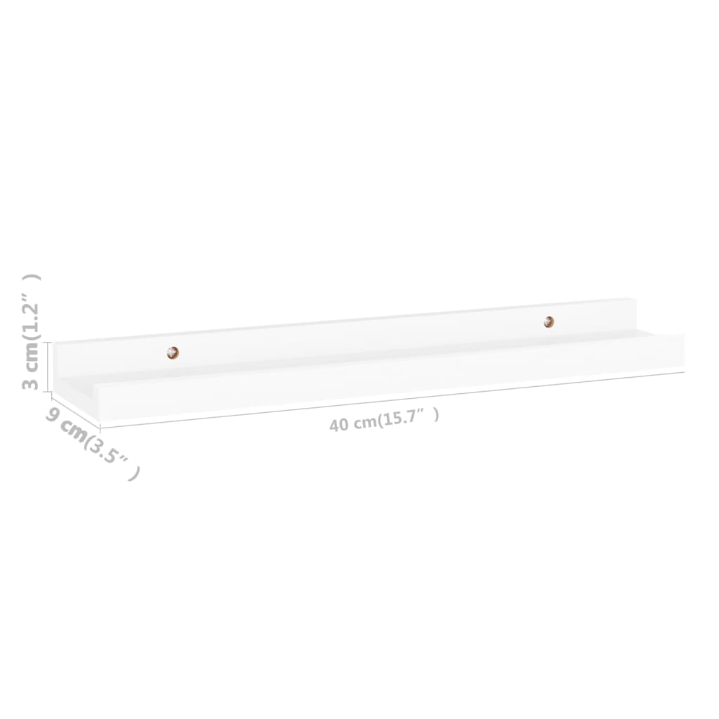 Berkfield Wall Shelves 4 pcs White 40x9x3 cm