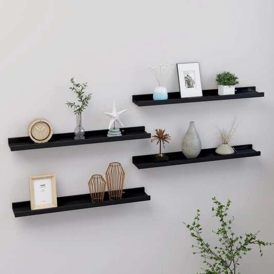 Berkfield Wall Shelves 4 pcs Black 60x9x3 cm