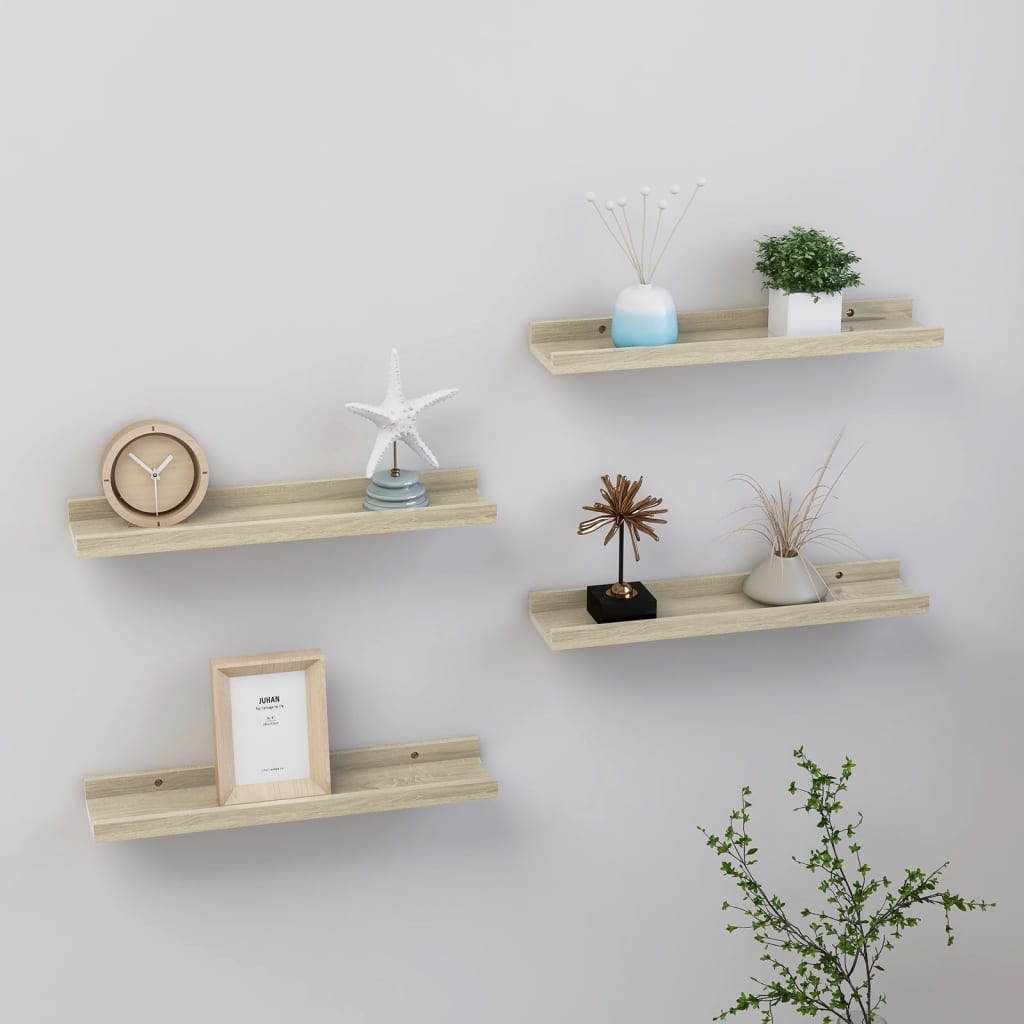 Berkfield Wall Shelves 4 pcs Sonoma Oak 40x9x3 cm