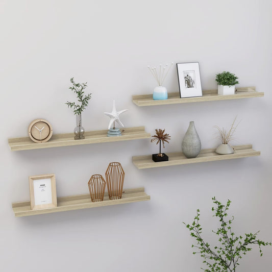 Berkfield Wall Shelves 4 pcs Sonoma Oak 60x9x3 cm
