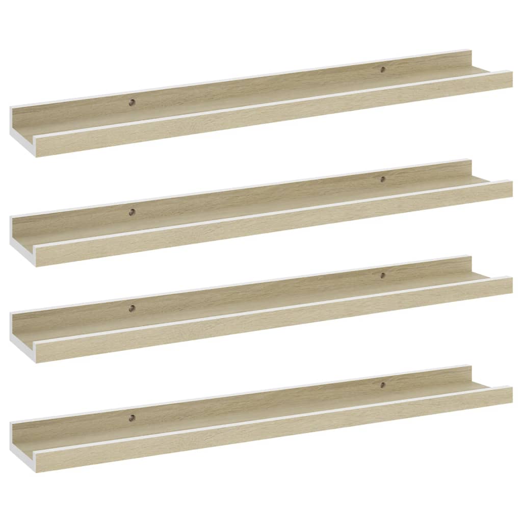 Berkfield Wall Shelves 4 pcs White and Sonoma Oak 60x9x3 cm