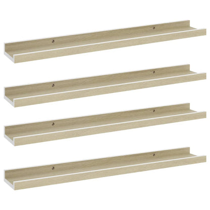Berkfield Wall Shelves 4 pcs White and Sonoma Oak 60x9x3 cm