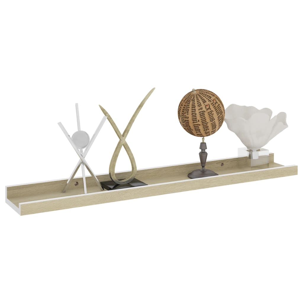 Berkfield Wall Shelves 4 pcs White and Sonoma Oak 60x9x3 cm