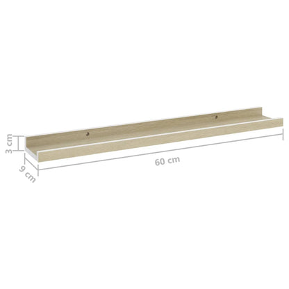 Berkfield Wall Shelves 4 pcs White and Sonoma Oak 60x9x3 cm