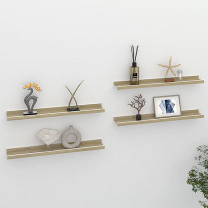 Berkfield Wall Shelves 4 pcs White and Sonoma Oak 60x9x3 cm