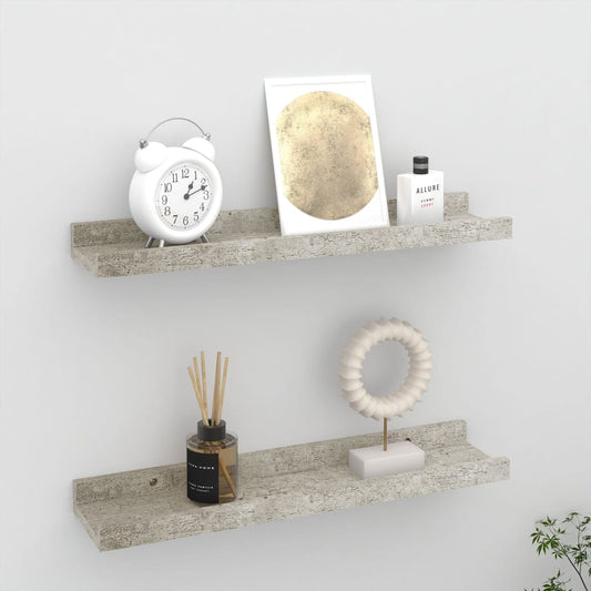 Berkfield Wall Shelves 2 pcs Concrete Grey 40x9x3 cm
