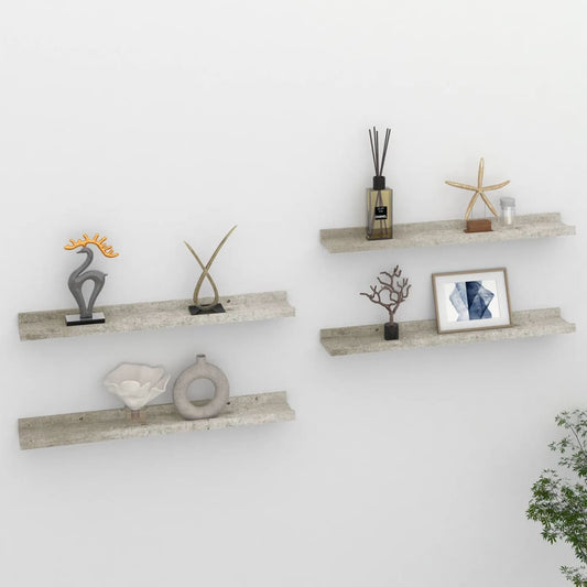 Berkfield Wall Shelves 4 pcs Concrete Grey 60x9x3 cm
