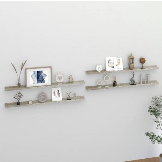 Berkfield Wall Shelves 4 pcs Concrete Grey 115x9x3 cm