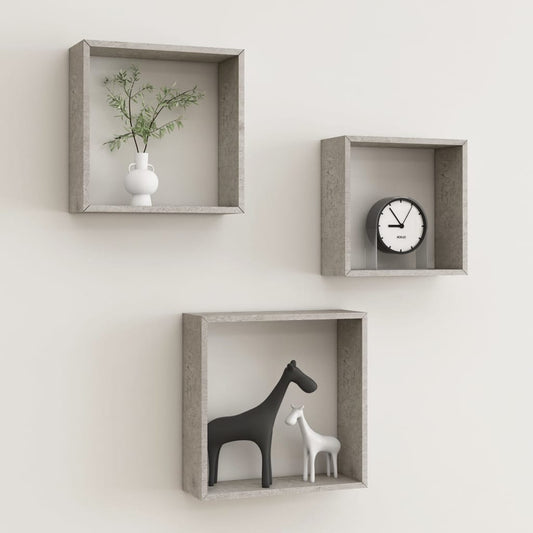 Berkfield Wall Cube Shelves 3 pcs Concrete Grey