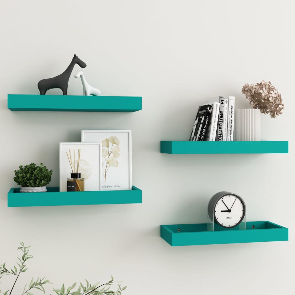 Berkfield Loggia Wall Shelves 4 pcs Blue 40x15x4 cm MDF
