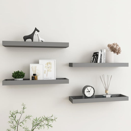 Berkfield Loggia Wall Shelves 4 pcs Grey 60x15x4 cm MDF