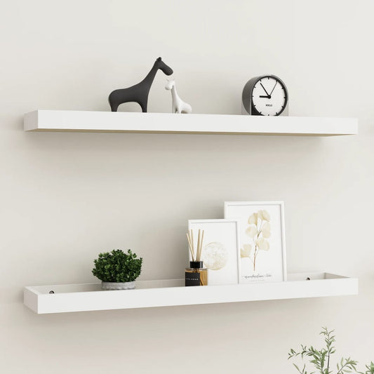 Berkfield Loggia Wall Shelves 2 pcs Oak and White 80x15x4 cm MDF