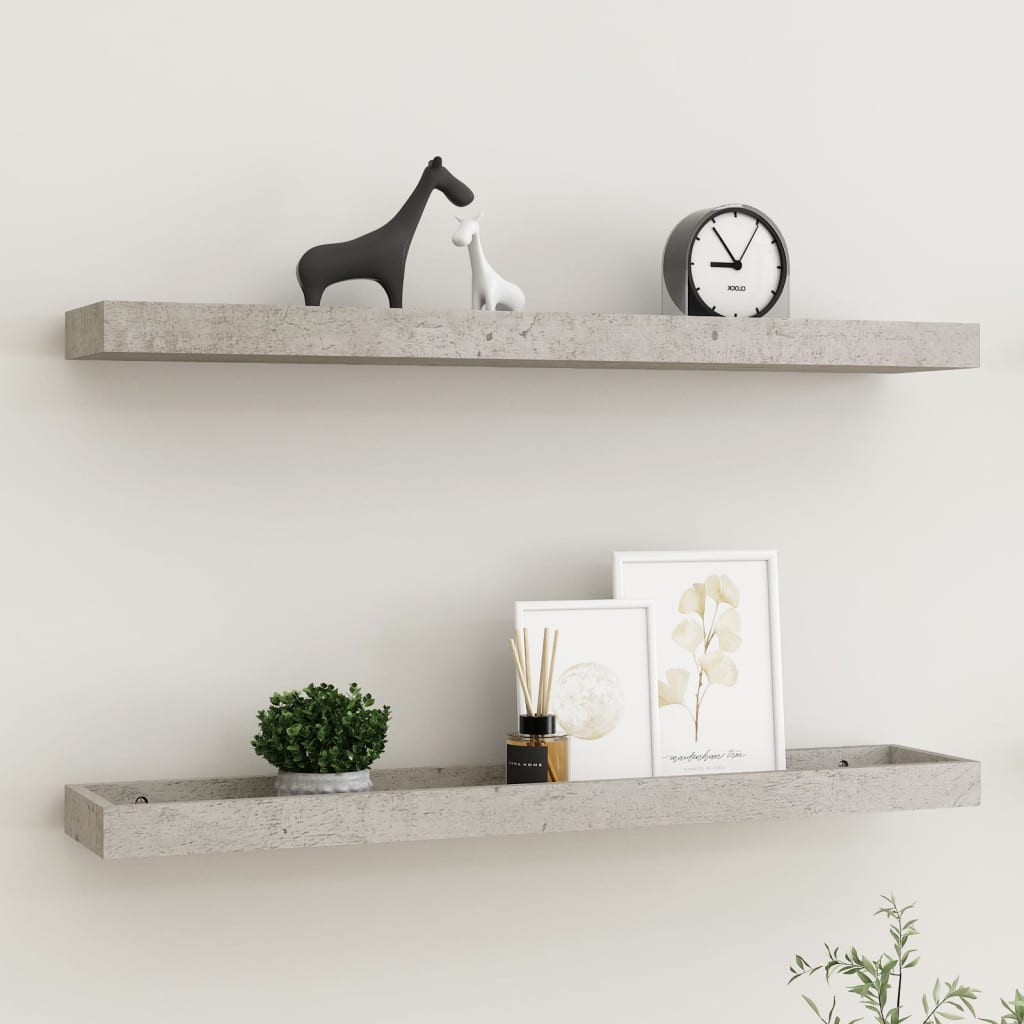 Berkfield Loggia Wall Shelves 2 pcs Concrete Grey 80x15x4 cm MDF