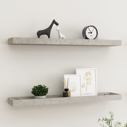 Berkfield Loggia Wall Shelves 2 pcs Concrete Grey 80x15x4 cm MDF