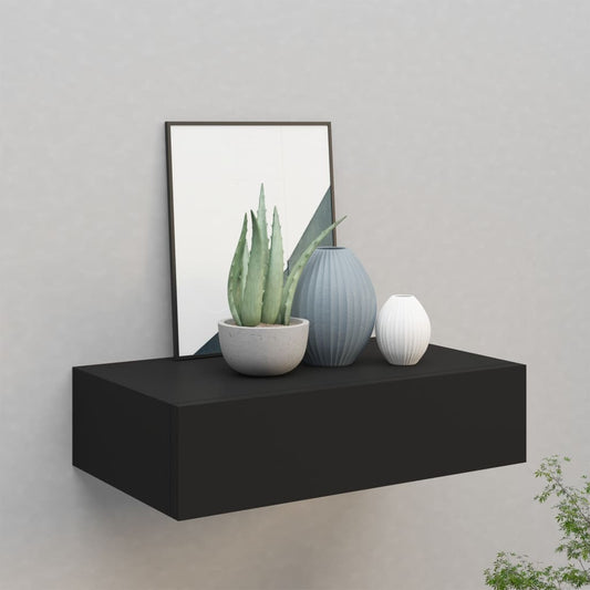 Berkfield Wall-mounted Drawer Shelf Black 40x23.5x10cm MDF