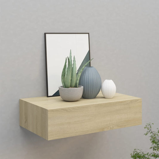 Berkfield Wall-mounted Drawer Shelf Oak 40x23.5x10cm MDF