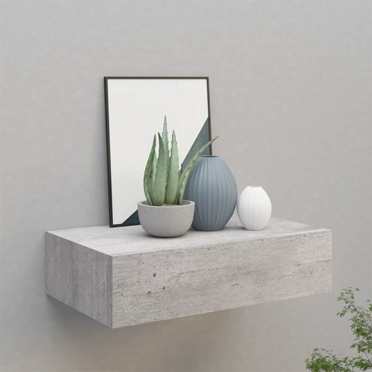 Berkfield Wall-mounted Drawer Shelf Concrete Grey 40x23.5x10cm MDF