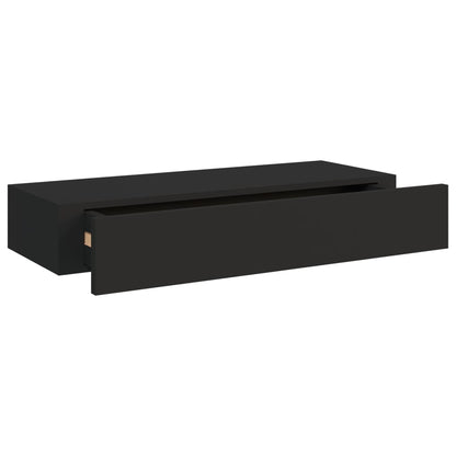 Berkfield Wall-mounted Drawer Shelf Black 60x23.5x10cm MDF