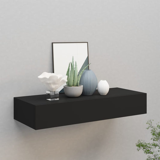 Berkfield Wall-mounted Drawer Shelf Black 60x23.5x10cm MDF