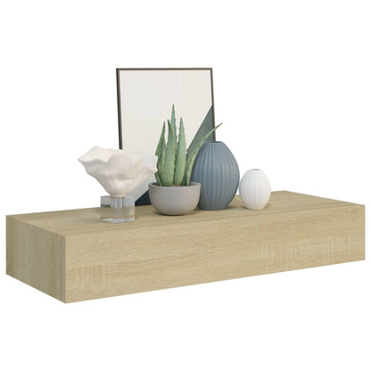 Berkfield Wall-mounted Drawer Shelves 2 pcs Oak 60x23.5x10cm MDF
