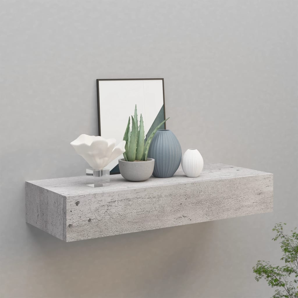 Berkfield Wall-mounted Drawer Shelf Concrete Grey 60x23.5x10cm MDF