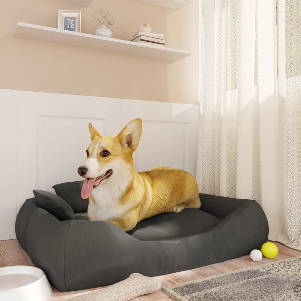 Berkfield Dog Cushion with Pillows Dark Grey 75x58x18 cm Oxford Fabric
