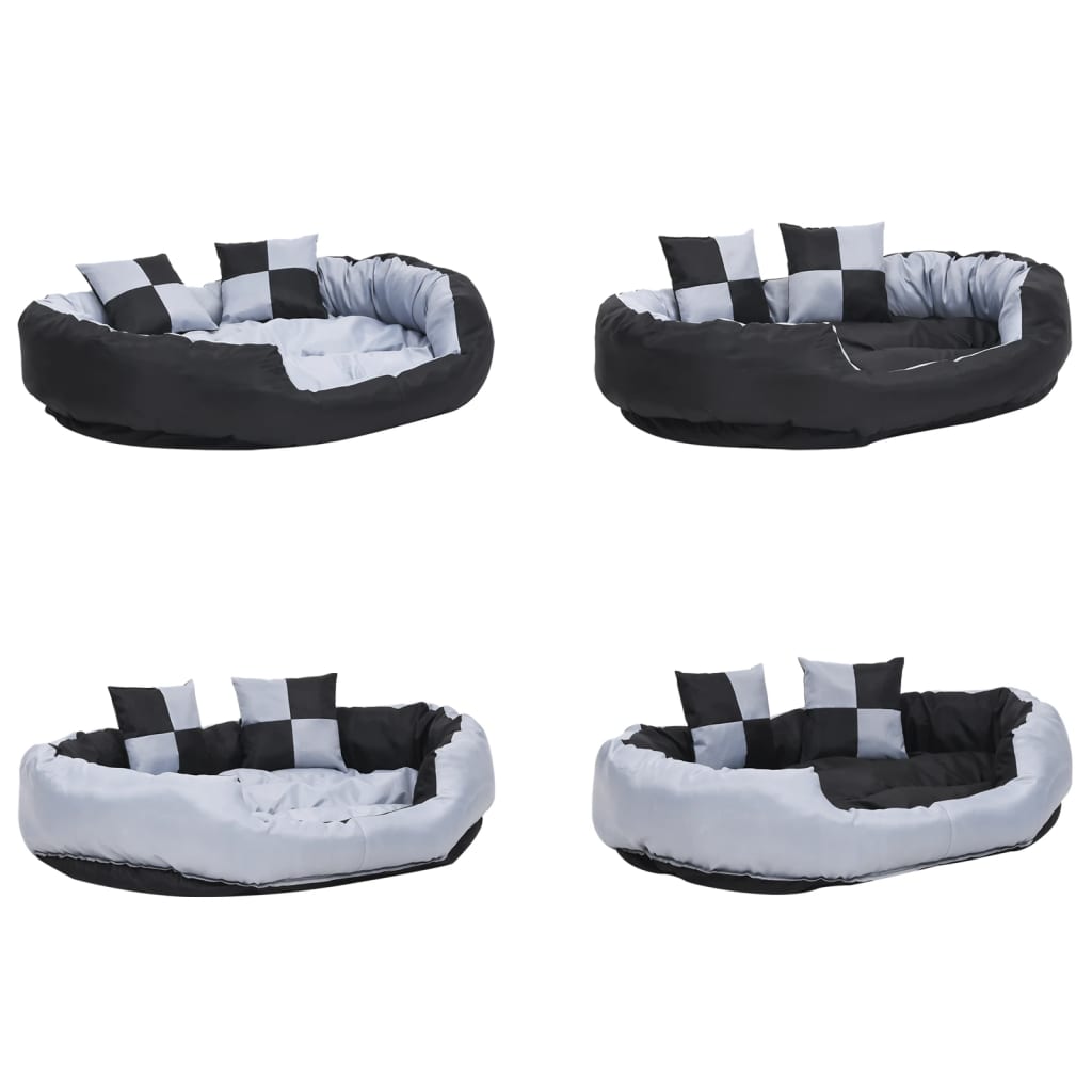Berkfield Reversible & Washable Dog Cushion Grey and Black 110x80x23 cm