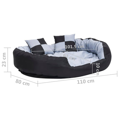 Berkfield Reversible & Washable Dog Cushion Grey and Black 110x80x23 cm