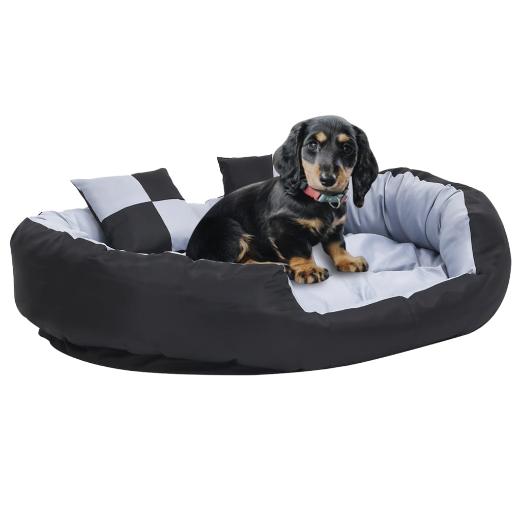 Berkfield Reversible & Washable Dog Cushion Grey and Black 110x80x23 cm
