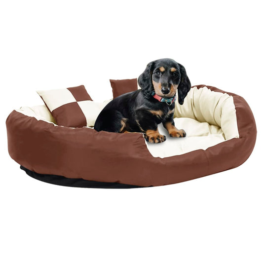 Berkfield Reversible & Washable Dog Cushion Brown and Cream 110x80x23 cm