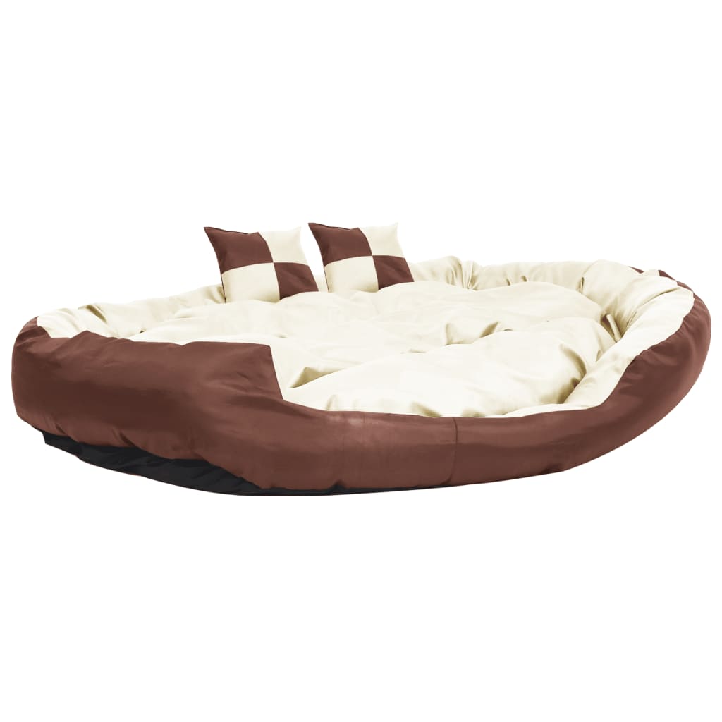 Berkfield Reversible & Washable Dog Cushion Brown and Cream 150x120x25 cm