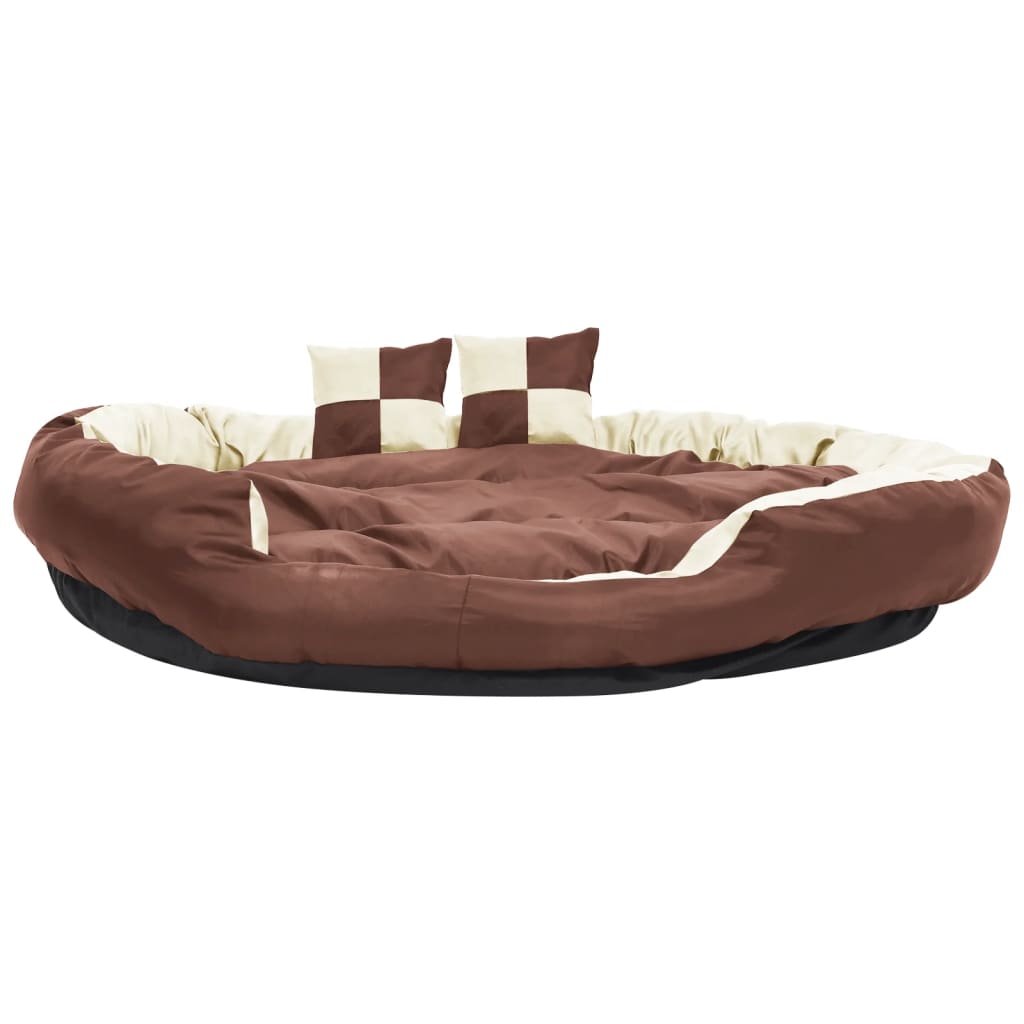 Berkfield Reversible & Washable Dog Cushion Brown and Cream 150x120x25 cm