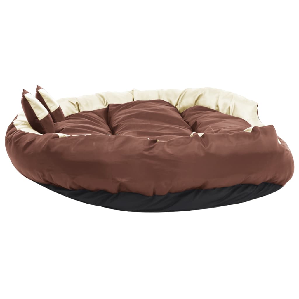 Berkfield Reversible & Washable Dog Cushion Brown and Cream 150x120x25 cm
